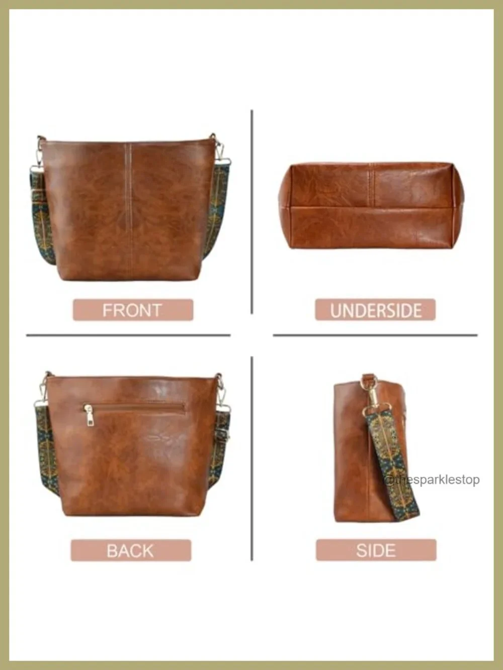 Vegan Leather Hobo Crossbody Bag with Zipper